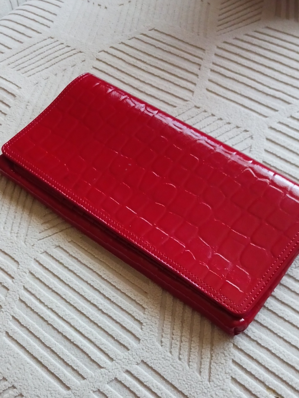 Nordstrom Red Croc-Embossed Patent Clutch